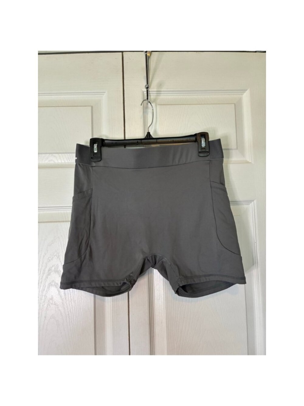 Women's AYBL Gray Athletic Shorts with White Waistband, Size XL